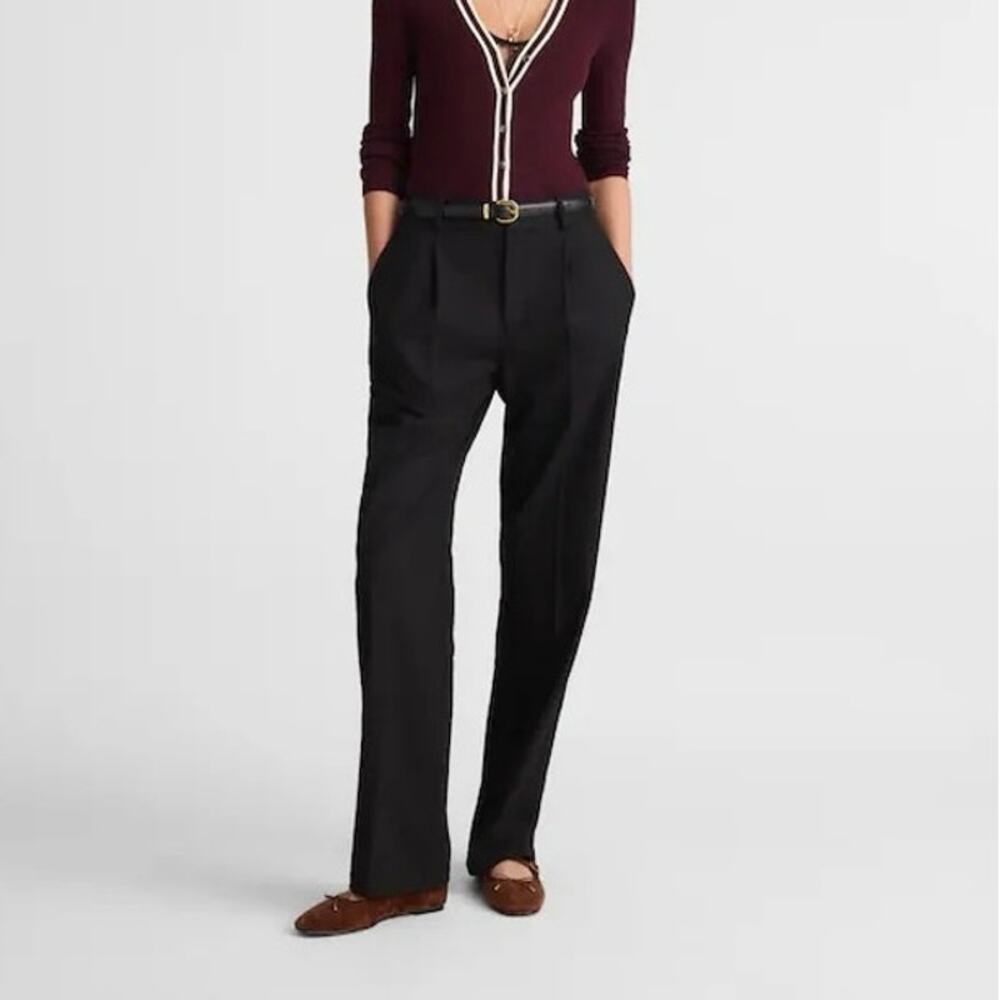 NWT Madewell The Slouchy Straight Dress Pants In Brushed Twill In Black Size 4
